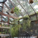 conservatory with hanging plants