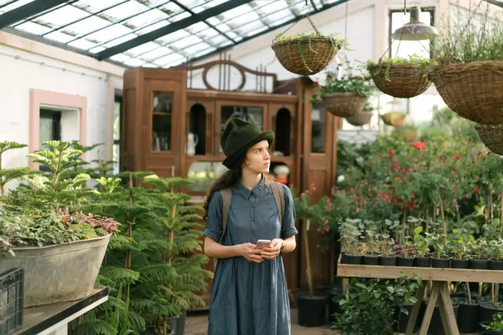 woman in a garden room